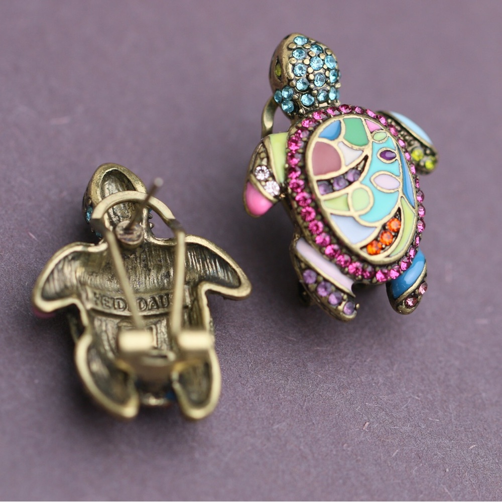Heidi Daus Enamel Turtle Earrings - Picture 2 of 3
